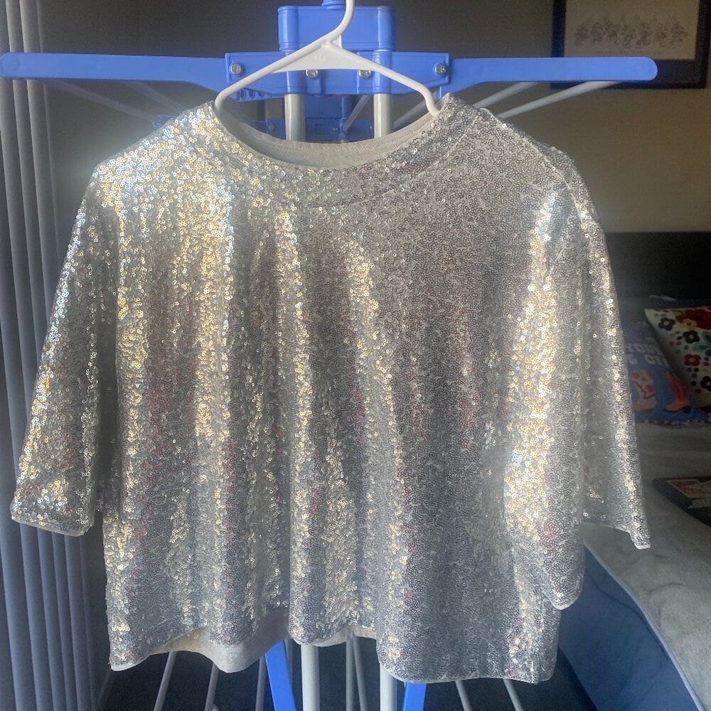 crop top shiny silver